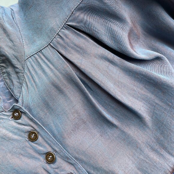 Vintage Shirtdress 80s John Ranta Blue Purple Iridescent Batwing Shirt Dress LG - Picture 15 of 16